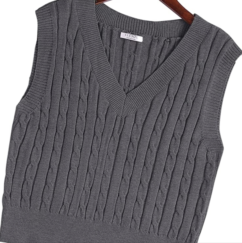 ELESOL Sweater Vest Womens Sleeveless Sweater V Neck Knit Sweater Vest Solid